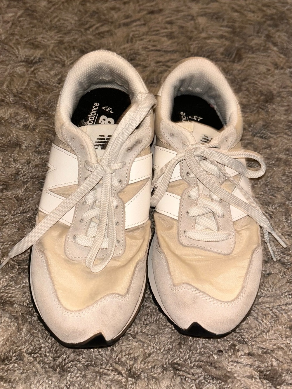 New Balance Cream & White Retro Runner Sneakers